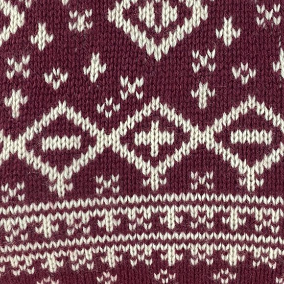 NWT Oshkosh Cashmere Fair Isle Turtleneck Sweater Burgundy Après-Ski Knit-M - Picture 13 of 13